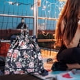 thumbnail image 4 of Basketball Yoga Bag Drawstring Folding Backpack Nylon for Travel (Small Flowers), 4 of 6