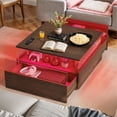 thumbnail image 4 of ModFusion Contemporary Square LED Coffee Table with 2 Drawers & Storage Shelf, Acrylic Center Table for Living Room Home Office, Brown, 4 of 9