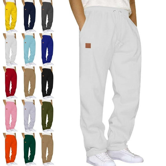 Lenago Sweatpants Plus Size for Women,Unisex,Mens Pants with Pockets Solid Color Elastic Waist Drawstring Workout Straight Leg Pants Outdoor Sports Pants Metrosexual Pants,Size S-3XL