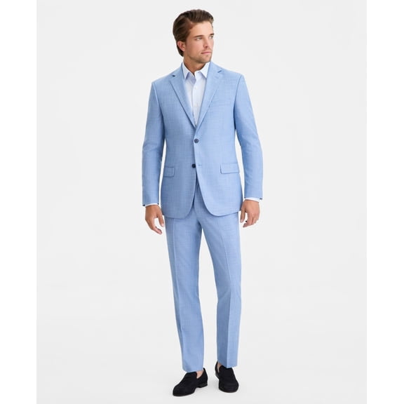 Dkny Mens Modern fit 2 Piece Suit 44 R Pants 37 / 32 Light Blue Solid