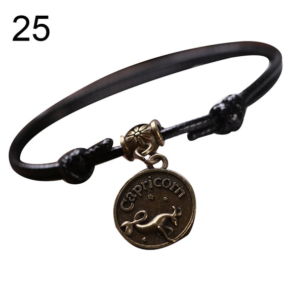 AYYUFE 12 Constellations Round Charm Faux Leather Rope Anklet Foot Chain Ankle Bracelet