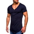 thumbnail image 2 of Leutsin Men's Summer Solid Color Slim Fit V-neck Short Sleeve Top T-shirt, 2 of 4