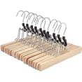 thumbnail image 2 of Basics 10 Pack Wooden Trouser Hangers, Natural Color, 2 of 5