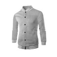 thumbnail image 3 of VNKIDY Men's Coat Autumn Winter Baseball Jacket With Striped Trim Long Sleeve Button Front Classic Sporty Style Versatile Coat For Casual Daily Streetwear Activities Soft Outerwear, 3 of 6