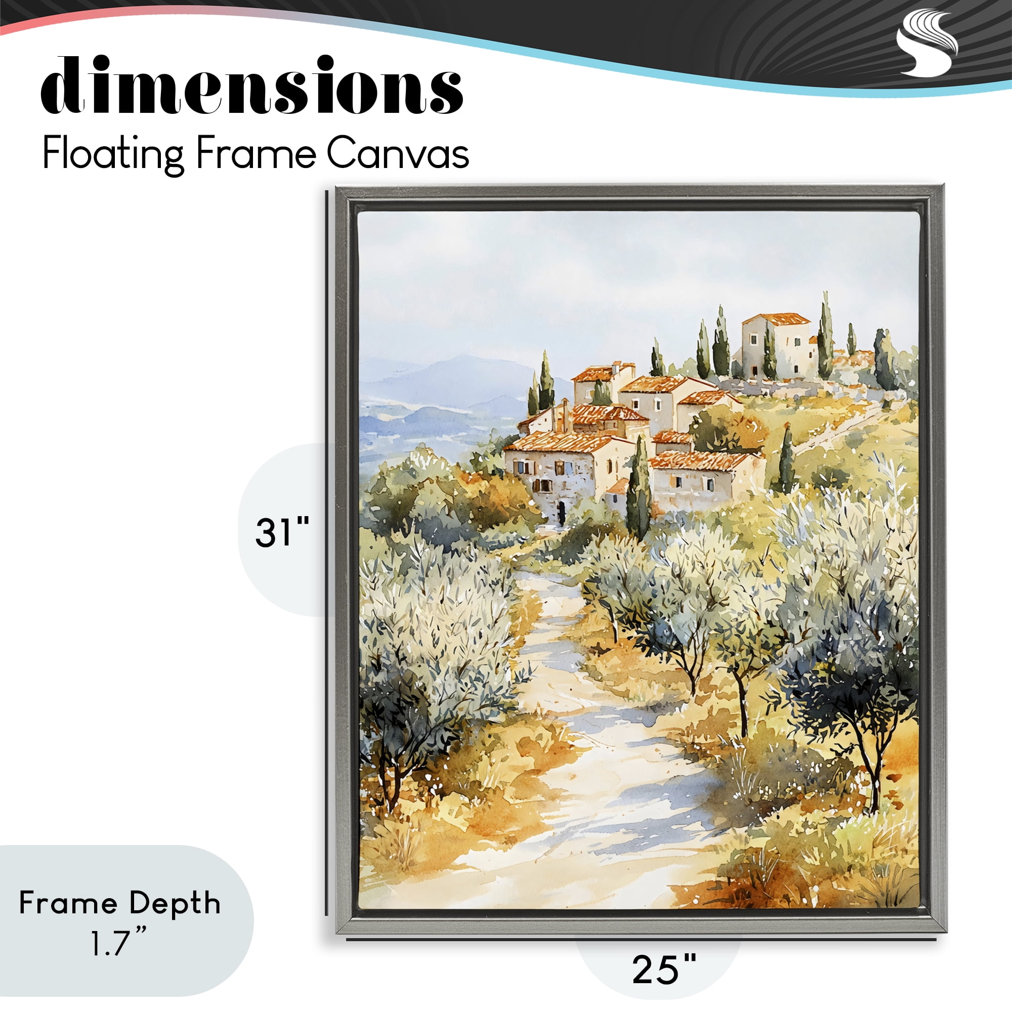 Stupell Industries Tuscan Hilltop Village View Gray Framed Floater Canvas Wall Art, design by LSR Design Studio