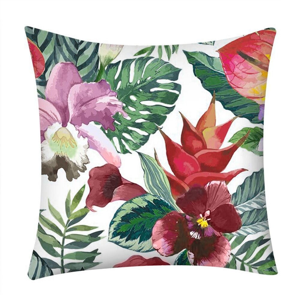 Home Decor Polyester Flower & Plants Pillow Case Sofa Car Throw Cushion Cover 