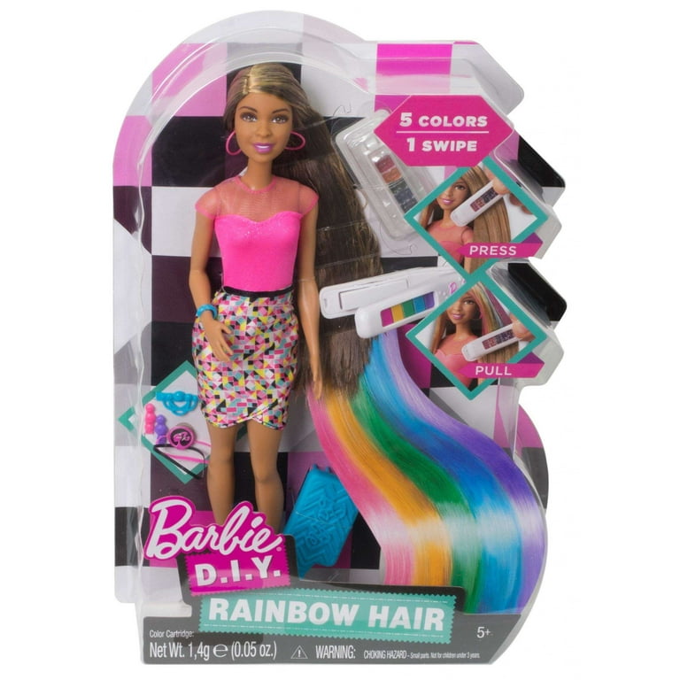 Barbie Rainbow Hair Doll 5 Colors 1 Swipe CFN48 NIB RARE