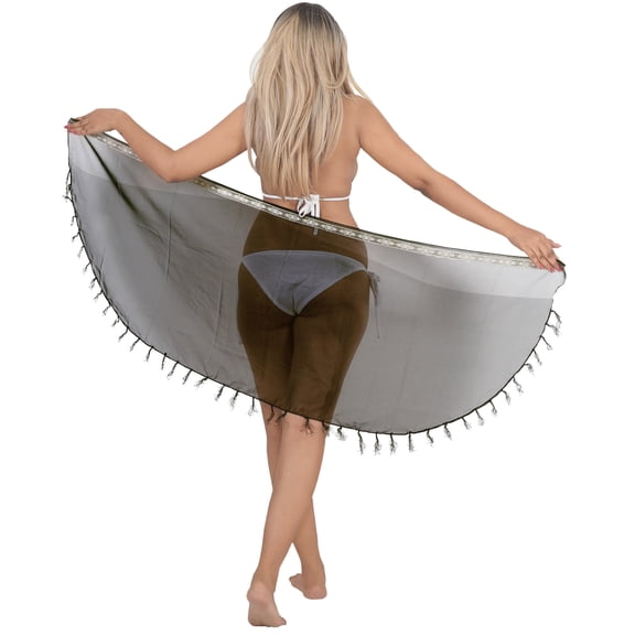 HAPPY BAY Women's Beach Wraps Bikini Wrap Sarong Cover up Skirt Bathing suit Swimsuit Cover Ups for Swimwear Women One Size Fringe, Black