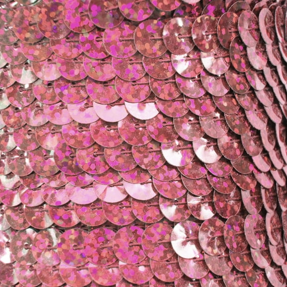 Pink Sequin Trim 8mm Center Stitched Hologram Glitter Multi Reflective Metallic Made in USA