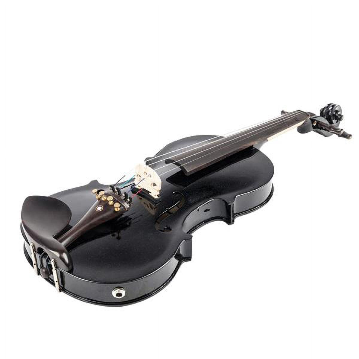 GV102 4/4 Solid Wood EQ Violin Set with Case, Bow, Shoulder Rest & Tuner - Electric Acoustic Violin for Beginners to Advanced (Black)