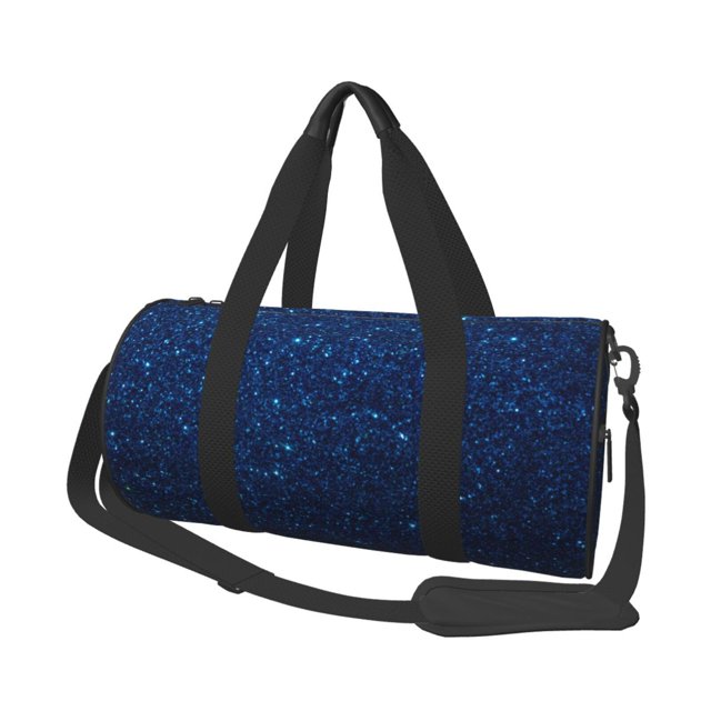 Fotbe Sparkling Blue Glitter Bolsa Deportiva de Lona Plegable con Estampado, Bolsa de Gimnasio con Bolsillo Seco/Húmedo, Bolsa de Viaje Ultraligera de Gran Capacidad