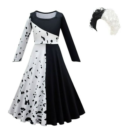 

Girls Halloween Cosplay Dress Outfit with Optional Cloak & Wig