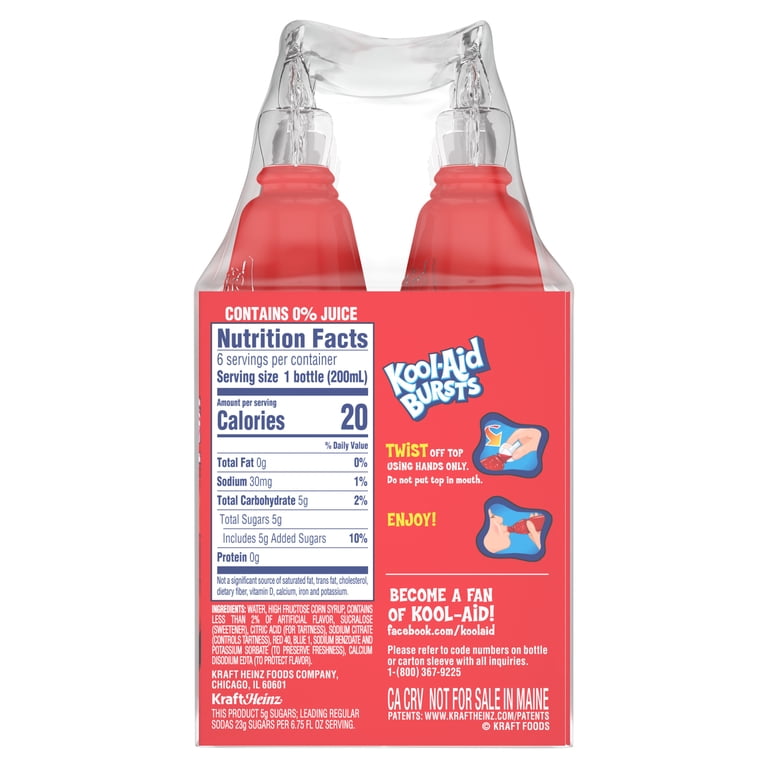 Kool-Aid, Soft Drink, 6 Bottles, Cherry Flavor, Artificial Flavor