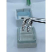 New Jewelry 2Carat Round Cut Natural Moissanite Hoop Earrings 14K White Gold Plated Silver