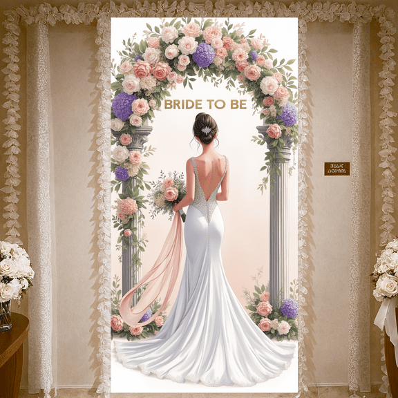 Romantic Floral Bride To Be Banner Elegant Design Wedding Arch Backdrop for Bridal Shower Ceremony Decor