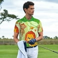 thumbnail image 3 of Honeii African Animals in the Jungle print Polo Shirt, a classic short-sleeved, button-down golf shirt designed for menLarge, 3 of 6