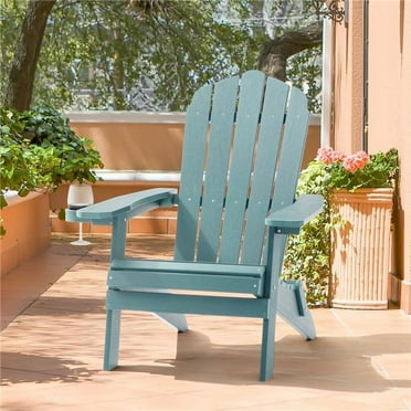 SANLUCE UN-QW-105-LB Lake Blue Outdoor Plastic Folding Adirondack Chair Patio Fire Pit Chair for Outside