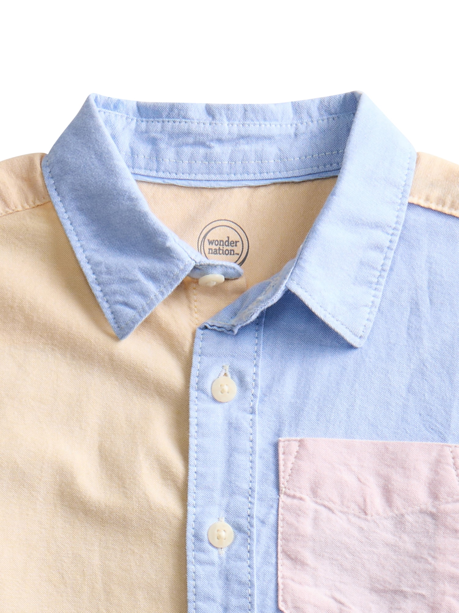 Wonder Nation Boys Cotton Woven Button-Down Shirt with Short Sleeves, Sizes 4-18