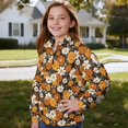 thumbnail image 3 of Uorisanigo Girls Half Zip Sweatshirt with Long Sleeve, Oversized Hippie Flowers Sweatshirts for Teen Girl, Fall Fashion Drop Shoulder Pullover Top Jackets Athletic Outerwear, 3 of 7