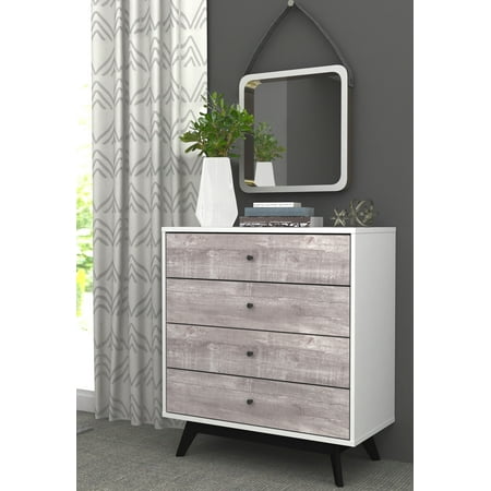 Crislana 4 Drawer Chest White/Weathered Gray - Buylateral: Space-Saving Vertical Storage for All Ages