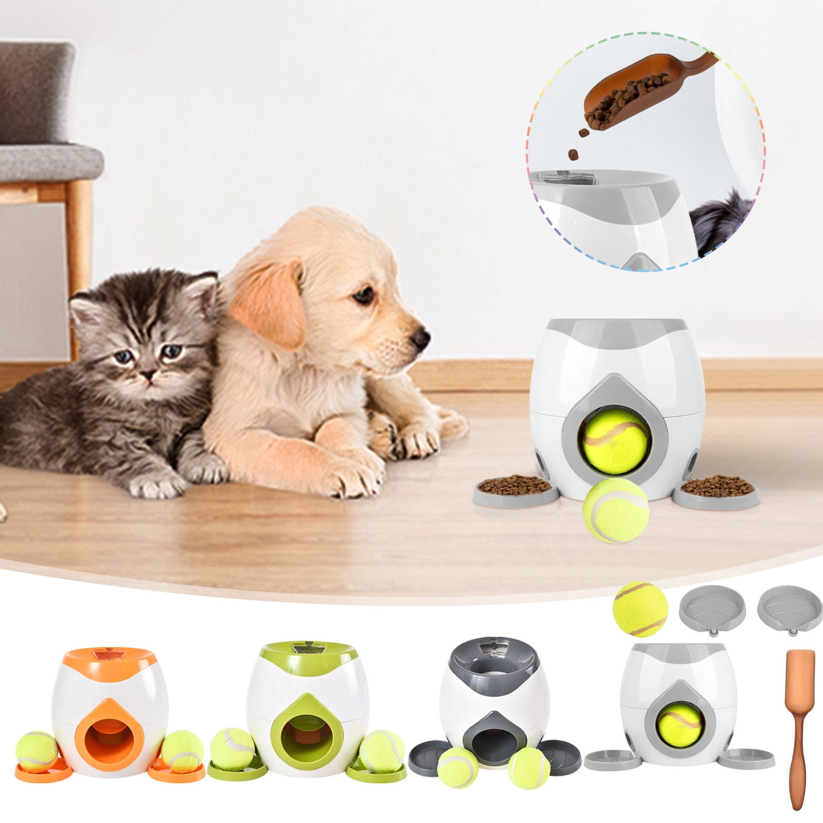 Automatic Dog Ball Thrower Launcher Dog Fetch Machine for Small To Medium Sized Dogs Adjustable Launch Distances Ball Launcher for Dogs with 2 Balls Dual Power Ball Thrower for Dogs