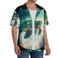 thumbnail image 4 of Naloa Watercolor Turtle5 Men's Loose Fit Cuban Collar Short-Sleeve Shirt with Button-down and Chest Pocket for Everyday Wear Outings - Medium, 4 of 7