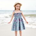 thumbnail image 2 of Robe Fille Bébé Été Imprimé Floral Robe à Bretelles Légère Décontractée avec Attaches Réglables pour Plage Robes Enfants Marine 18 Mois-24 Mois, 2 of 6