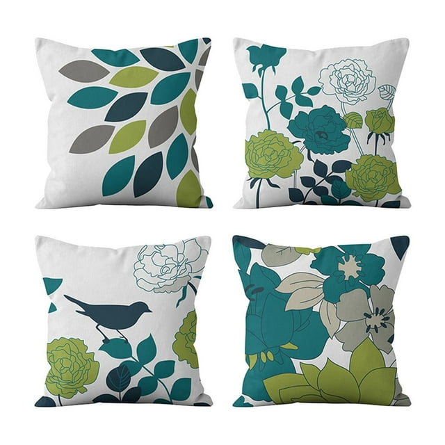 Fiudx Juego de Fundas de Almohada de Verano, Elegantes Fundas de Cojín Verdes, Suaves Fundas de Poliéster, Fáciles de Limpiar, Ideales para Usar En El Sofá Cama de La Sala de Estar y para Mejorar La