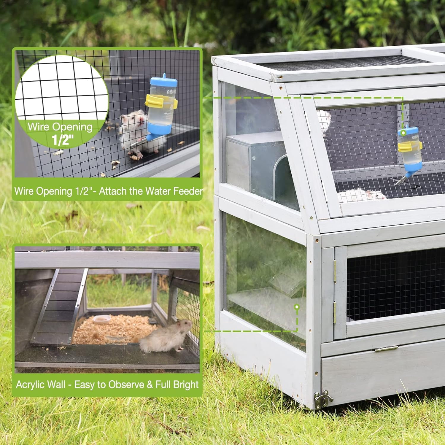 Aivituvin Guinea Pig Cage Chew Proof Hamster Cage Metal Frame Rat House Small Animal Habitat Critter Nation Cage 2 Levels Double Use Movable