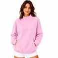 thumbnail image 5 of Women's Mock Neck Sweatshirts 2026 Oversized Fuzzy Fleece Pullover - Warm Long Sleeve Turtleneck Winter Outfits Pink S, 5 of 6
