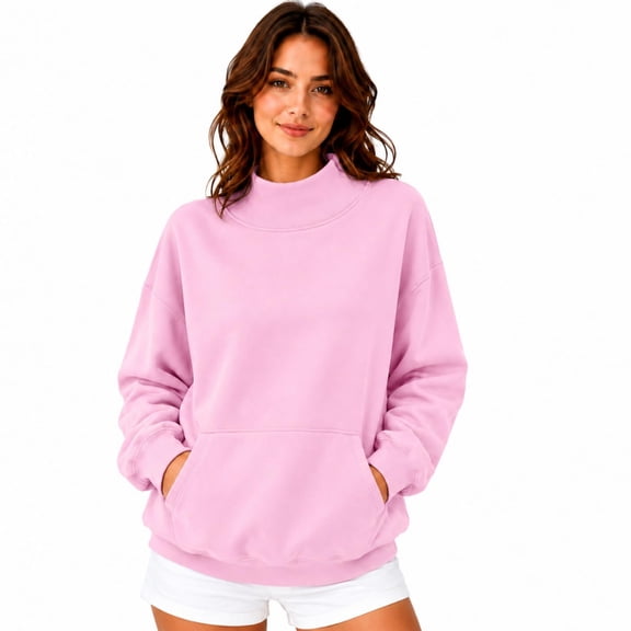 Summer Sweatshirts For Women No Hood Lightweight Crewneck Shirt Long Sleeve Pullover Casual Hoodless Hoodie Pink M