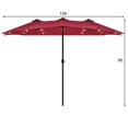 thumbnail image 2 of Costway 15Ft Patio Double-Sided Solar LED Market Umbrella Crank Burgundy, 2 of 10