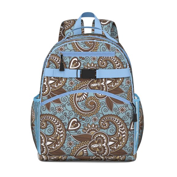 Paisley Boho Design Vintage Paisley Pattern School Backpack Adjustable Padded Straps Chest Buckle Water-Resistant Durable Bookbag