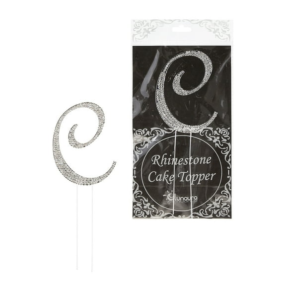 Mega Crafts - Sparkly Silver Rhinestone Letter C Cake Topper Decoration | Shimmering Silver Crystals & Durable Alloy Metal | For Birthdays, Anniversaries, Centerpieces, Party Favors, Celebrations