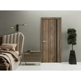 thumbnail image 2 of Solid French Door 28 x 80 inches | Planum 0011 Walnut with Frosted Glass | Single Regular Panel Frame Trims Handle | Bathroom Bedroom Sturdy Doors, 2 of 4