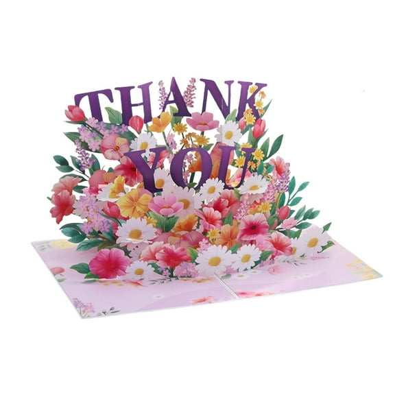YIEMEEN Sophisticated Pink 3D Thank You Card Colorful Flower 3D Foldable Card Delicate Craftsmanship Card for Special Event