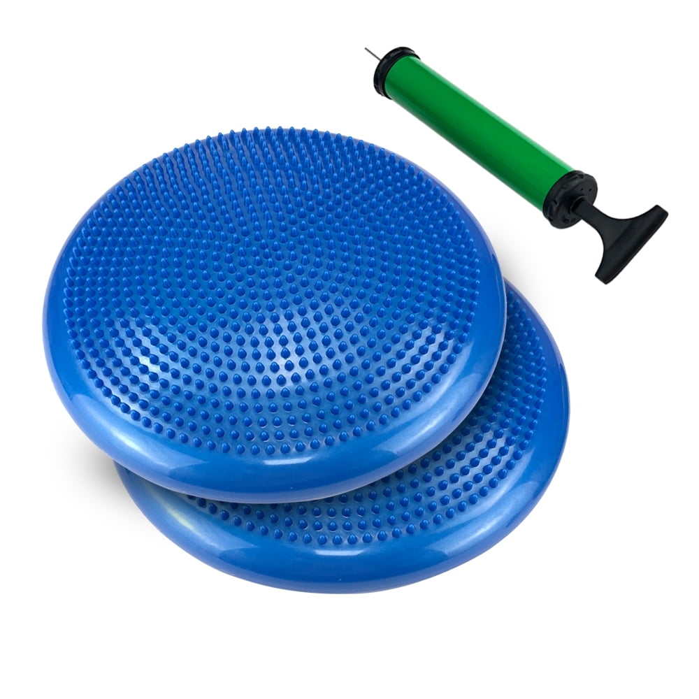 Inflated Stability Wobble Cushion 13 inches 33 cm Diameter Including Free Pump/Exercise Fitness Core Balance Disc,Blue,Size 