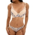 thumbnail image 4 of Unique Bargains Women's 2 Pcs Lingerie Set Floral Mesh Lace Bra and Panty Sets C 38 Beige, 4 of 6