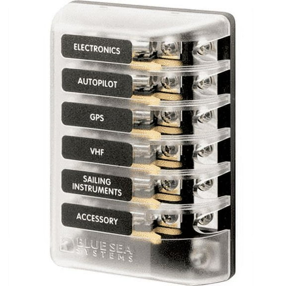 1 PC, Blue Sea 5015 ST Glass Fuse Block w/Negative Bus