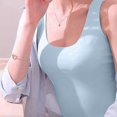 thumbnail image 4 of Women'S Sleeveless Square Neck Tank Top Double Layer Basic Crop Tops Summer Fitness Workout Casual Tops Blue L, 4 of 9