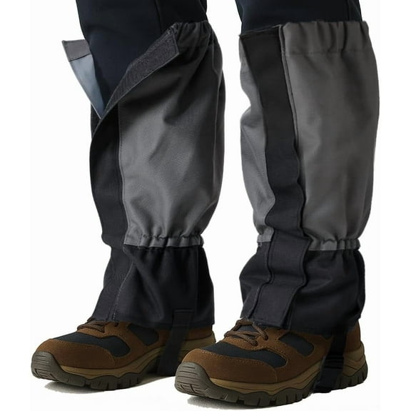 Gaiters for Hiking Boots, Waterproof & Adjustable Leg Protection for Weed Eating, Ideal Use as Tick Gaiters for Hiking Boots, Black & Grey