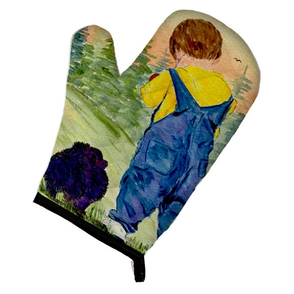 Little Boy with his Pomeranian Oven Mitt