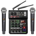 thumbnail image 1 of Mezcla de Audio con Micrófono Inalámbrico UHF, Consola Mezcladora Estéreo de 4 Canales, Bluetooth, USB para DJ, Karaoke, Grabación en PC., 1 of 5