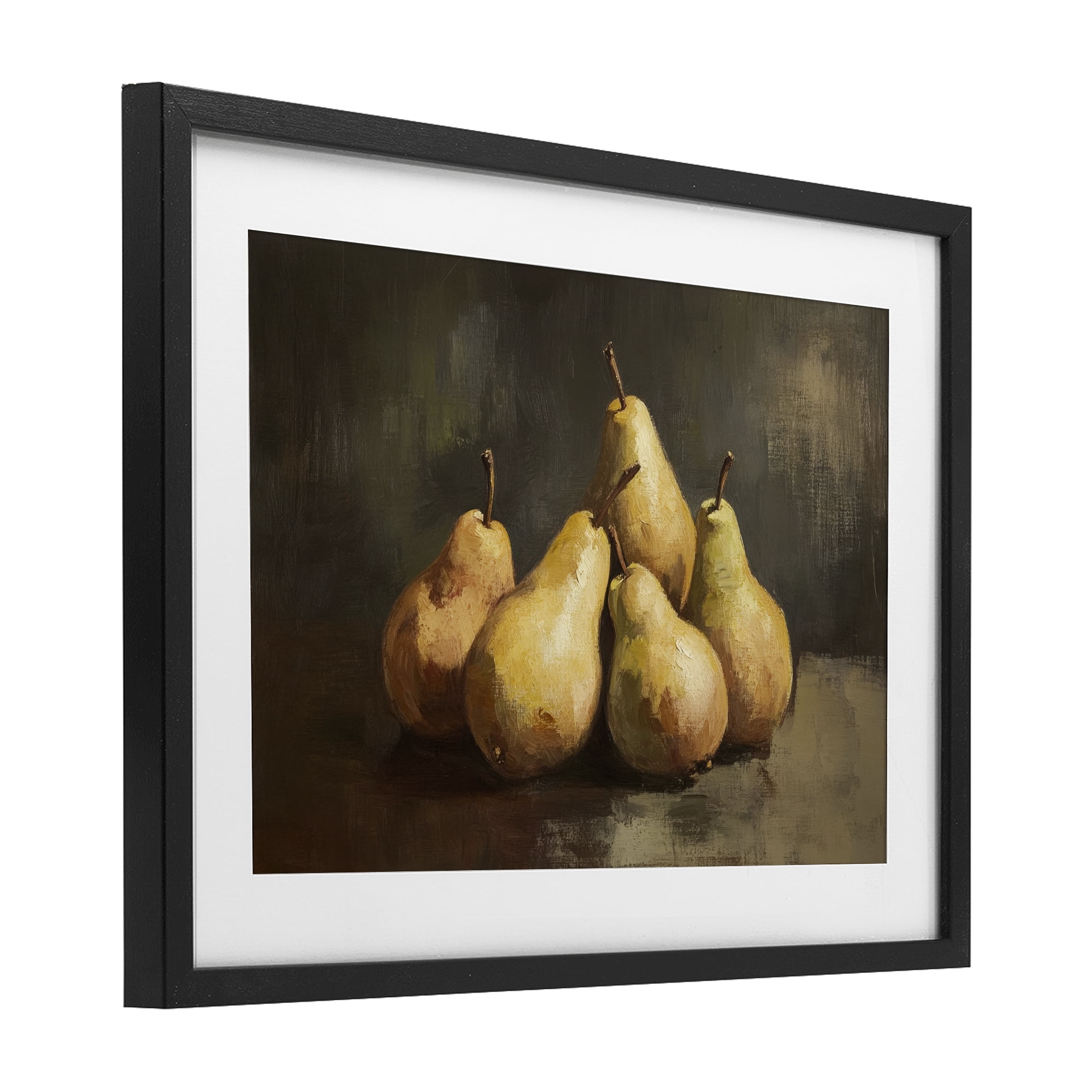 Stupell Industries Golden Pears Still Life Black Framed Print Under Glass, design by Petal Prints Design