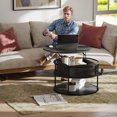 thumbnail image 2 of HOMCOM Lift Top Coffee Table, Round Coffee Table with Storage Shelf, Grey, 2 of 10