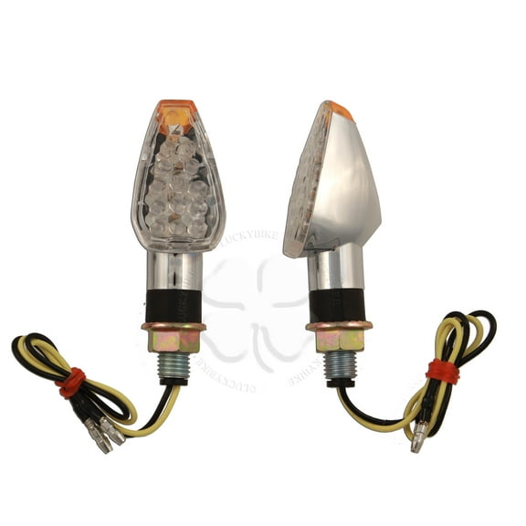 LED Stalk Turn Signal Clear Chrome Universal Motorcycle Stem Blinker Sidemark