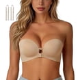 thumbnail image 2 of ibiyuan Front Closure Bras for Women Strapless Bra with Detachable Shoulder Straps Non Slip Push Up No Underwire Bandeau Bras, 2 of 4