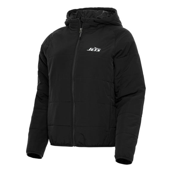 Women's Antigua Black New York Jets Universe Full-Zip Hoodie Jacket