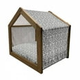 thumbnail image 2 of Flower Pet House, Floral Paisley Design with Eastern Effects Curved Leaves and Swirls Oriental Art, Outdoor & Indoor Portable Dog Kennel with Pillow and Cover, 5 Sizes, Black White, by Ambesonne, 2 of 5