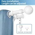 thumbnail image 2 of Urbanest Steel Ball Flat Button 1" 3/4" Double Drapery Curtain Window Rod Set - 48" to 84", White, 2 of 6